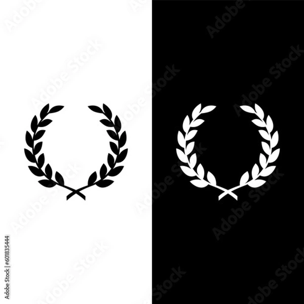 Fototapeta black and white laurel wreath icon
