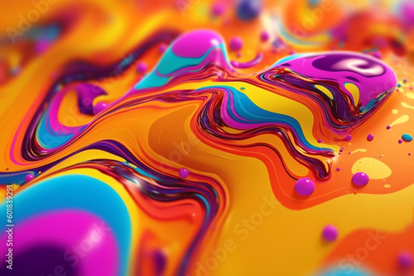 Obraz Abstract background texture of liquid color flow, close-up. Liquid waves and stains. 