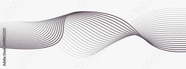 Fototapeta Abstract flow linear fluid wavy shape .Striped linear pattern . Music sound wave . Vector illustration