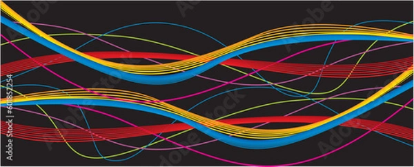 Fototapeta Abstract flow linear fluid wavy shape .Striped linear pattern . Music sound wave . Vector illustration