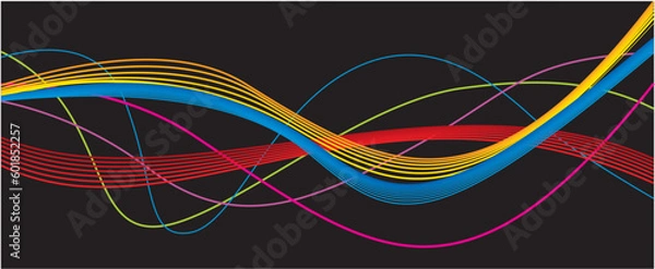 Fototapeta Abstract flow linear fluid wavy shape .Striped linear pattern . Music sound wave . Vector illustration