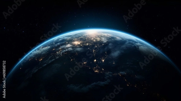 Fototapeta planet earth from space at night. City lights on the planet. Life of people. Solar system element.
. Generative AI