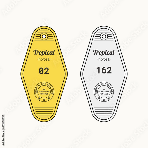 Obraz Tropical Hotel Keychain Vector.