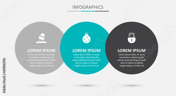 Fototapeta Set Bottle with potion, Game thimbles and Open padlock. Business infographic template. Vector