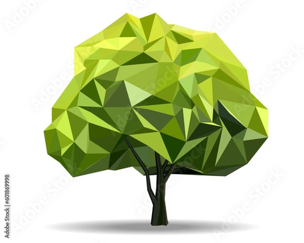 Fototapeta Green tree polygon  vector icon