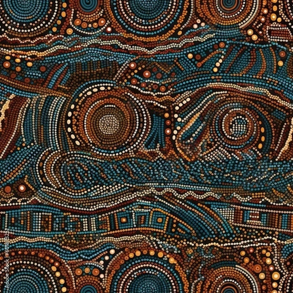 Obraz An illustration based on aboriginal style of dot painting. AI Generative Art.