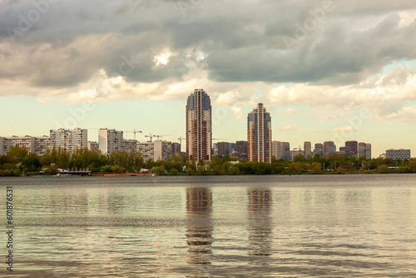 Obraz city skyline at sunset