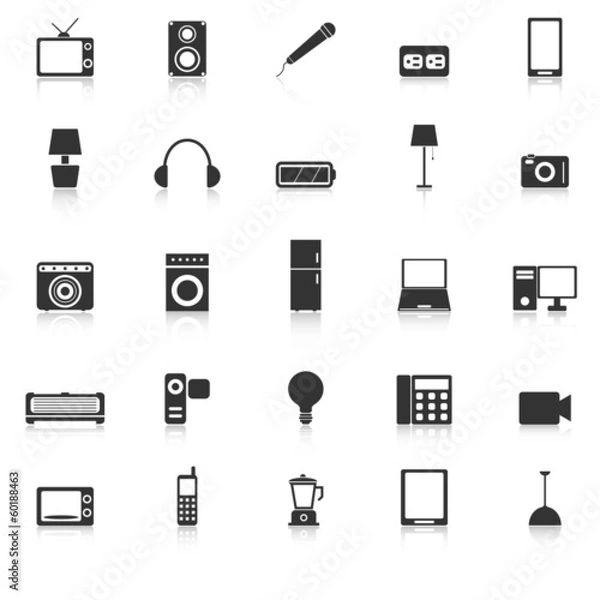 Fototapeta Electrical Machine icons with reflect on white background