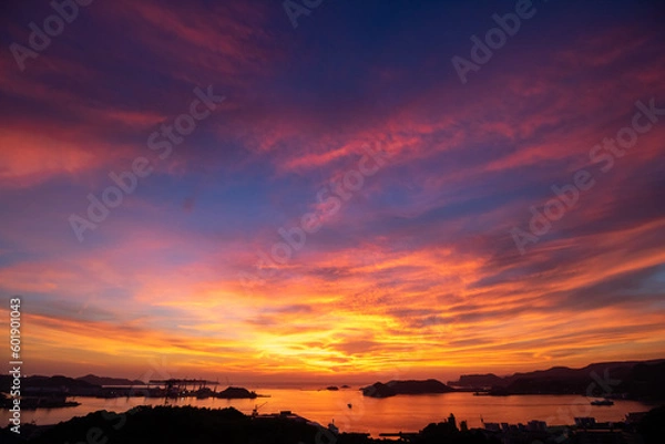 Fototapeta 長崎の夕陽　長崎港