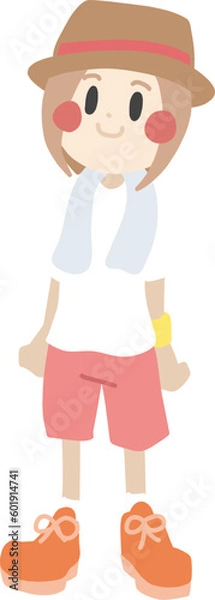 Fototapeta 夏フェスの観客をイメージした女性の全身イラスト