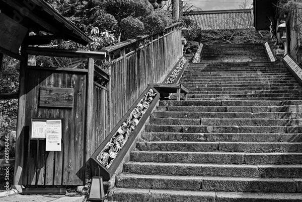 Obraz 兵庫県 有馬温泉 ねがい坂 (モノクローム)