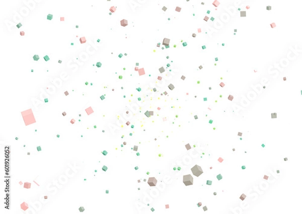 Obraz はじけるカラフルなキューブの素材　透過ＰＮＧ