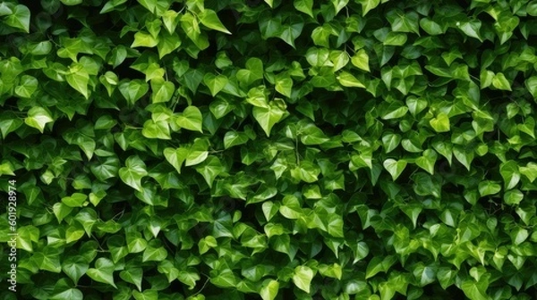 Fototapeta seamless texture of a dense green vine wall, lush and natural background texture, tile, 8K, generative ai
