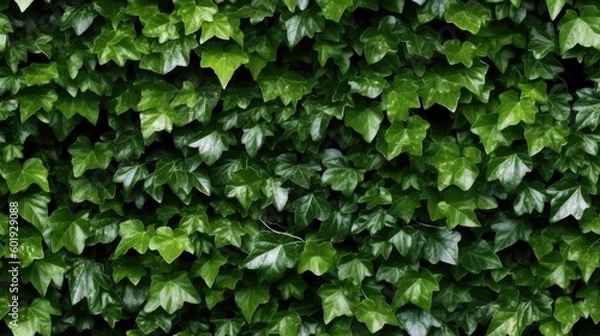 Fototapeta seamless ivy-covered wall green and rustic background texture, tile, 8K, generative ai