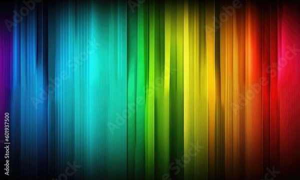 Fototapeta a colorful rainbow stripe wallpaper, in the style of luminous shadowing, dark aquamarine and yellow, glowing lights, dark orange and light green Generative AI