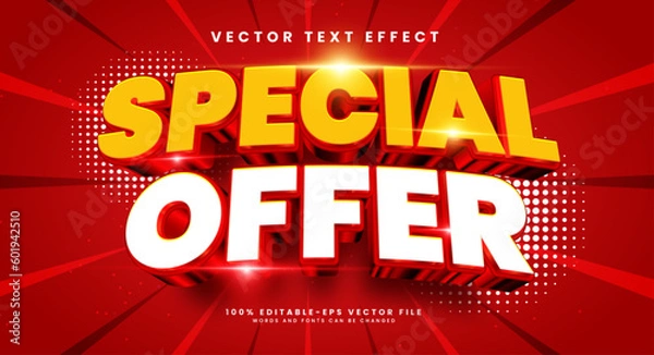 Fototapeta Special offer 3d editable vector text style effect. Vector text effect with luxury concept.