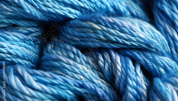 Obraz Macro of variegated blue spool of yarn texture