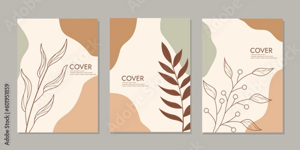 Obraz Cover design with floral pattern. abstract retro botanical background. A4 size For notebooks, planners, brochures, books, catalogs