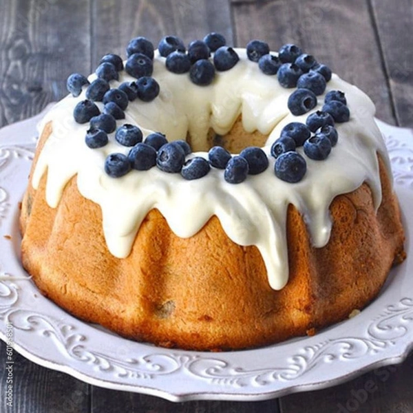Fototapeta blueberry muffin on a white background generated AI