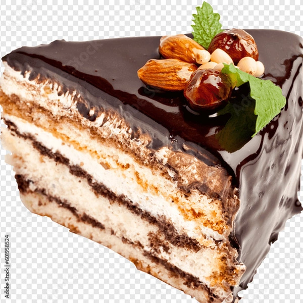 Fototapeta chocolate cake on a plate generated AI