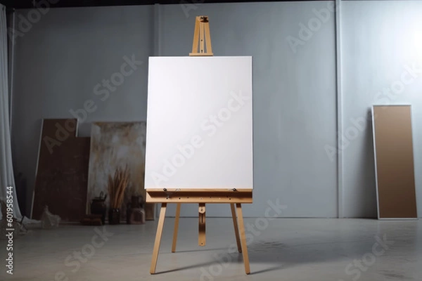 Fototapeta Sign Mockup, Easel Stand with Canvas, Canvas on Easel Stand, Easel Mockup, Canvas on Easel Stand, Easel with Canvas