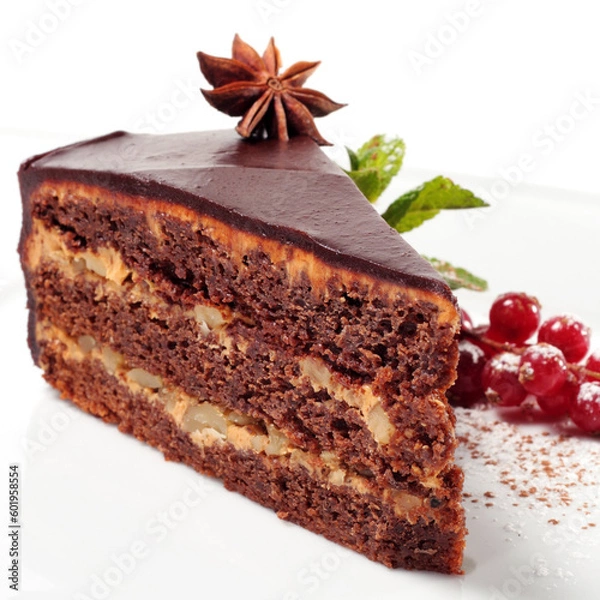 Fototapeta piece of cake with berries generated AI