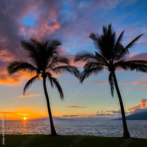 Obraz sunset on the beach generated AI