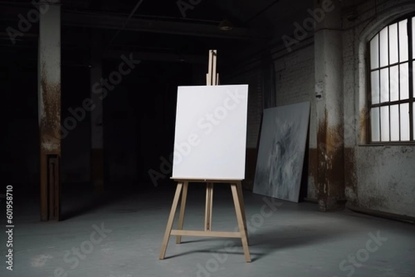 Fototapeta Sign Mockup, Easel Stand with Canvas, Canvas on Easel Stand, Easel Mockup, Canvas on Easel Stand, Easel with Canvas