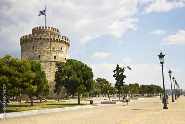 Fototapeta White tower in Thessaloniki, Greece. Most recognizable landmark