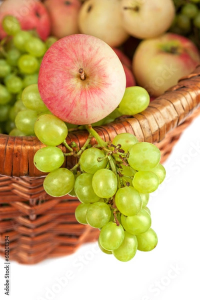Fototapeta apples and grapes