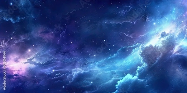 Fototapeta Blue Space Background with Light and Pattern. Abstract Art Concept Wallpaper. Generative AI illustrations.