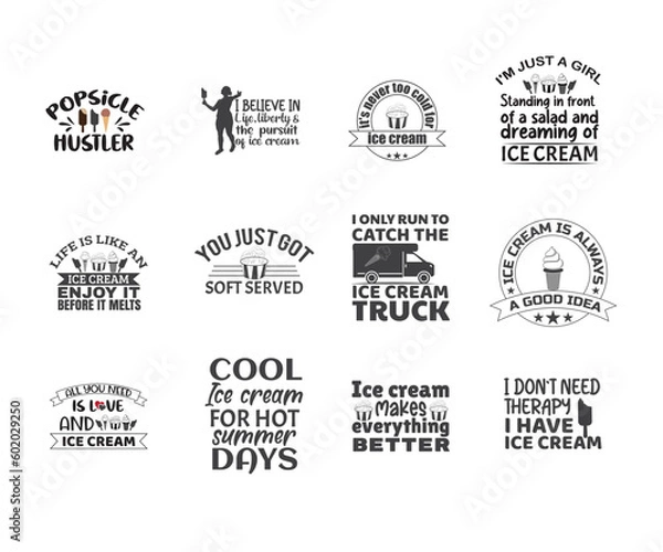 Fototapeta Ice cream EPS design bundle, Crazy About Ice Cream - Ice Cream EPS and Cut Files for Crafters