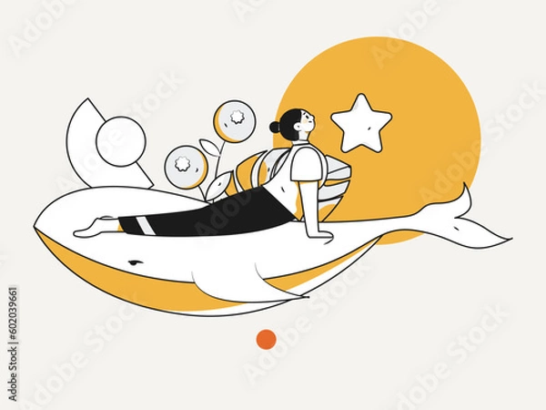 Fototapeta Practicing yoga for physical and mental health flat vector character concept operation hand drawn illustration
