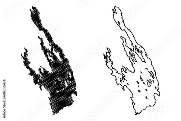 Fototapeta Lake Hoytiainen (Republic of Finland) map vector illustration, scribble sketch Höytiäinen map