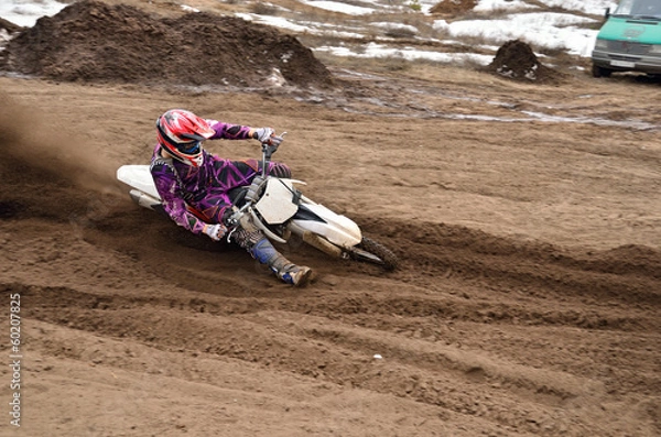 Obraz MX racing driver at the turning in the sandy ruts