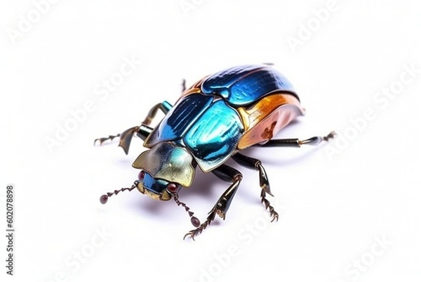 Fototapeta Isolated scarab beetle on white background, Generative AI