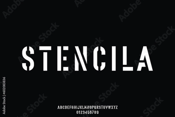 Fototapeta Bold stencil type display font vector illustration