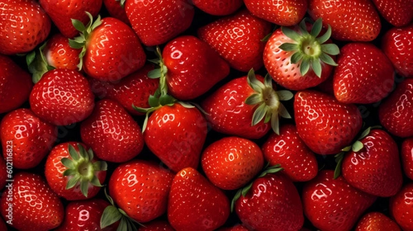 Fototapeta Background image of strawberries, top view.