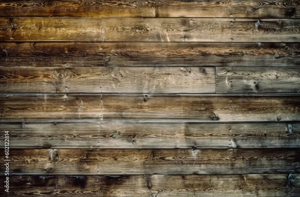 Fototapeta Wooden planks as a wall background texture, in the style of dark brown, antique look of wooden plank seamless texture. Generative Ai.