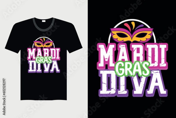 Obraz Mardi Gras Diva - Mardi Gras T-shirt Design, Vector Graphic, Vintage, Typography, T-shirt Vector