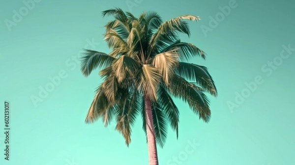 Fototapeta palm tree on blue generative ai