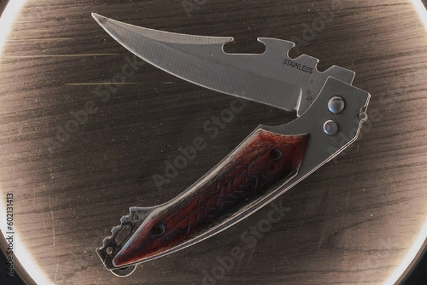 Obraz knife on a wooden surface