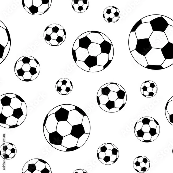Fototapeta Seamless pattern from soccer balls on a white background. Design for football fans.
