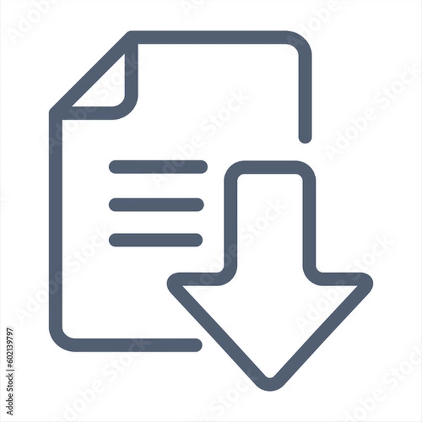 Fototapeta Vector Download Document Icon. Icon download document, pdf file upload, get data sheet, vector arrow.