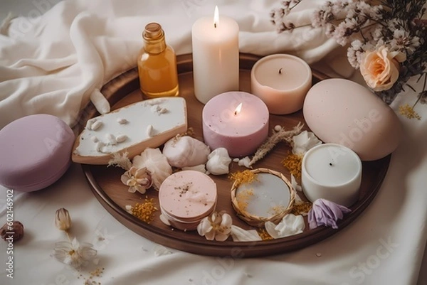 Fototapeta Milk soap spa day