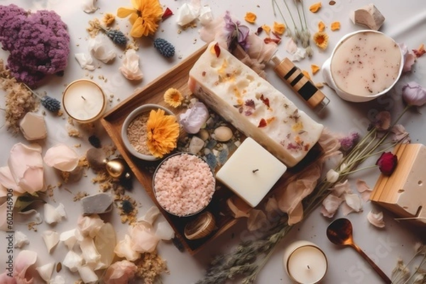 Fototapeta Square soap candle spa day