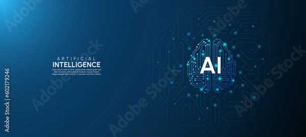Obraz Artificial intelligence network concept background template Vector illustration.