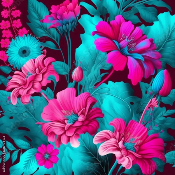 Obraz seamless background with flowers generative Ai