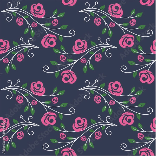 Fototapeta seamless vector  flower design  pattern on  background 
