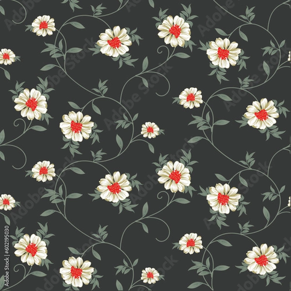 Fototapeta seamless small vector flower design on background